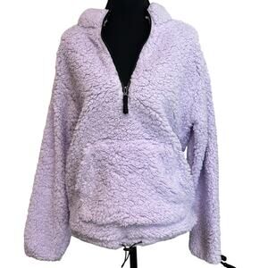 Women's Sherpa Fleece 1/4 Zip Jacket Lilac Purple Outdoor Warm Hiking Layer Sz M